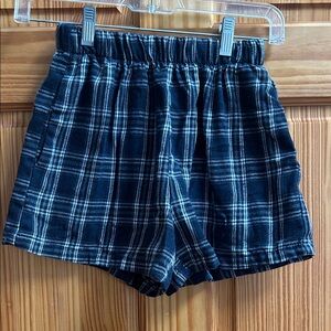 Black and white plaid shorts